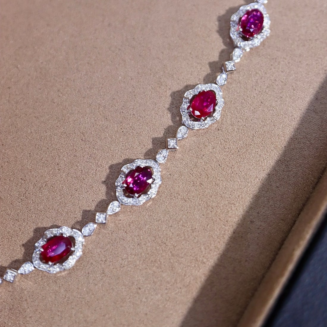 14k Gold 5.64 Ctw Natural Ruby & Diamond Bracelet - 4