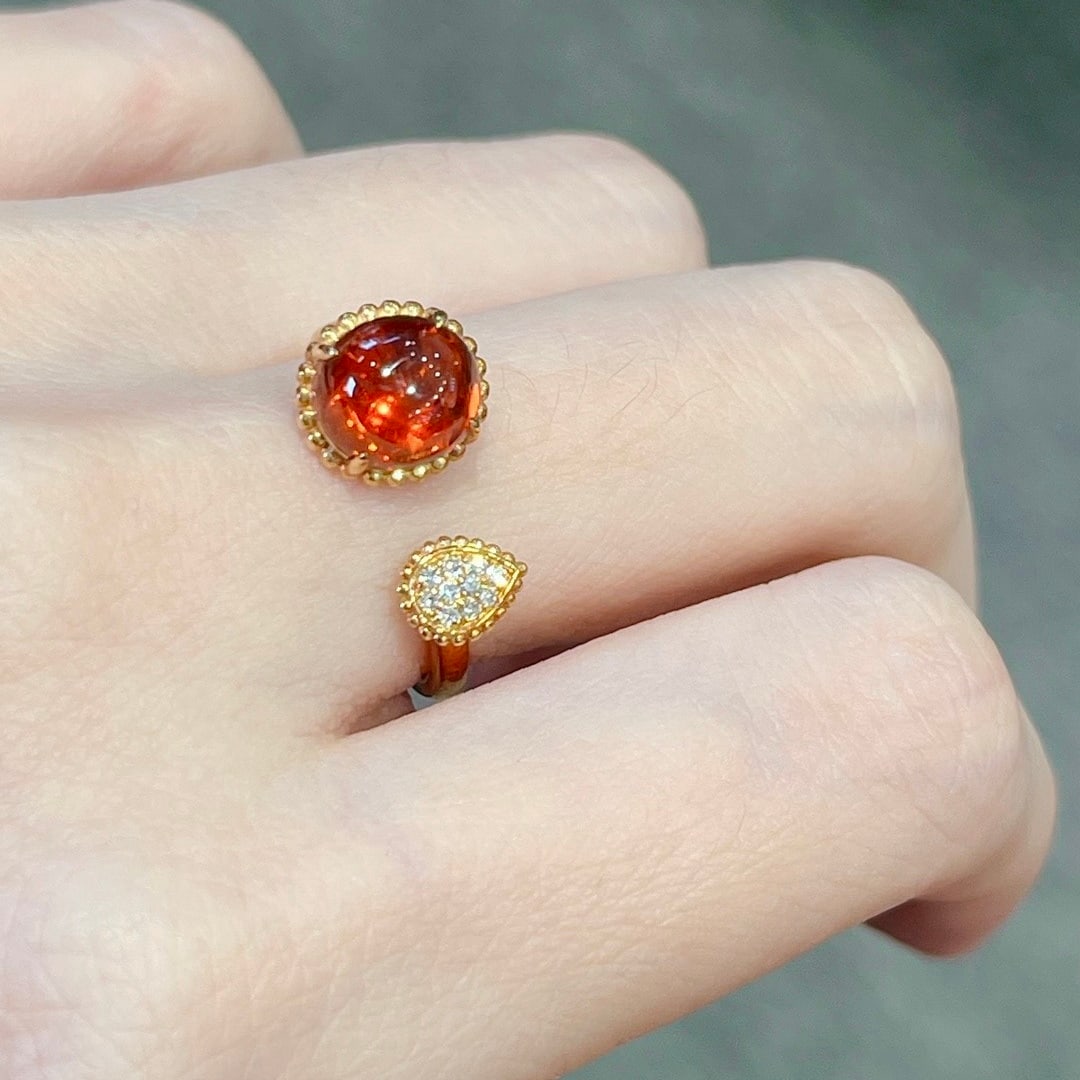 14k Gold 2.63 Ctw Natural Spessartine & Diamond Ring - 2