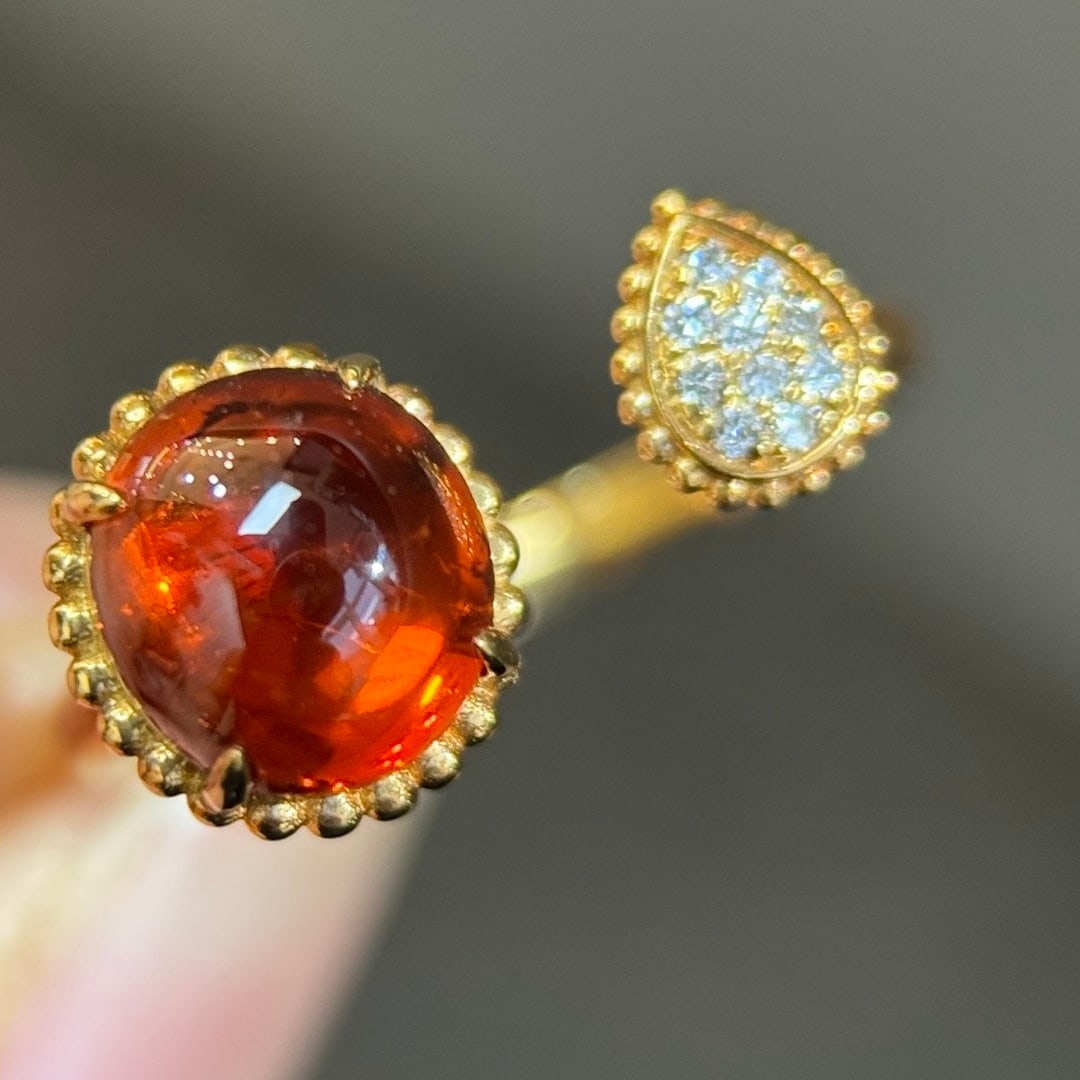 14k Gold 2.63 Ctw Natural Spessartine & Diamond Ring - 4