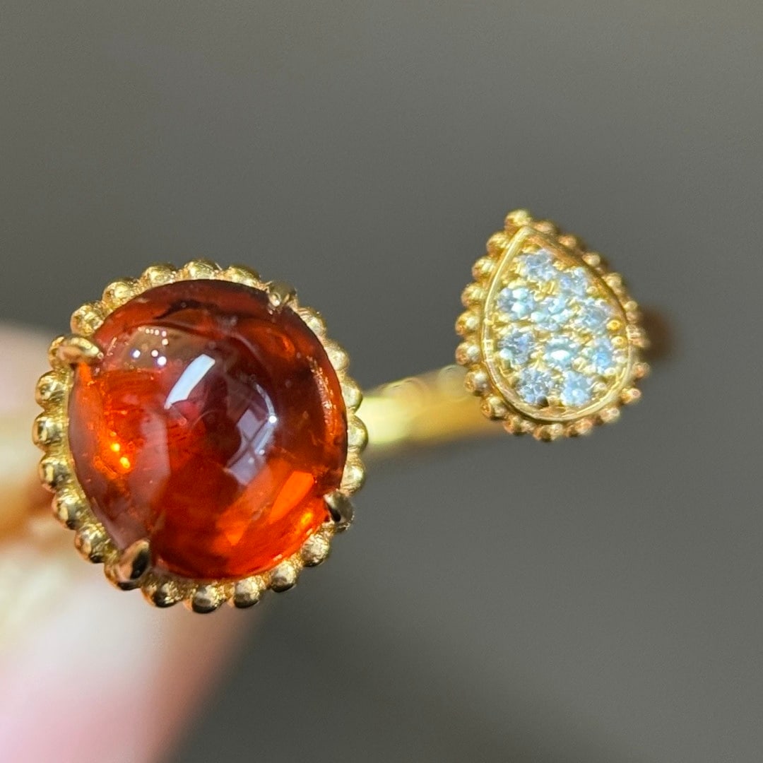 14k Gold 2.63 Ctw Natural Spessartine & Diamond Ring - 5