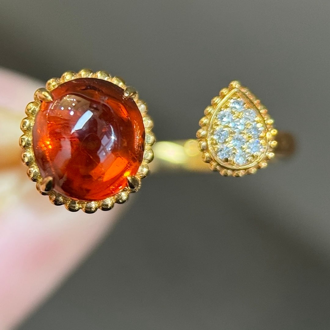 14k Gold 2.63 Ctw Natural Spessartine & Diamond Ring - 6