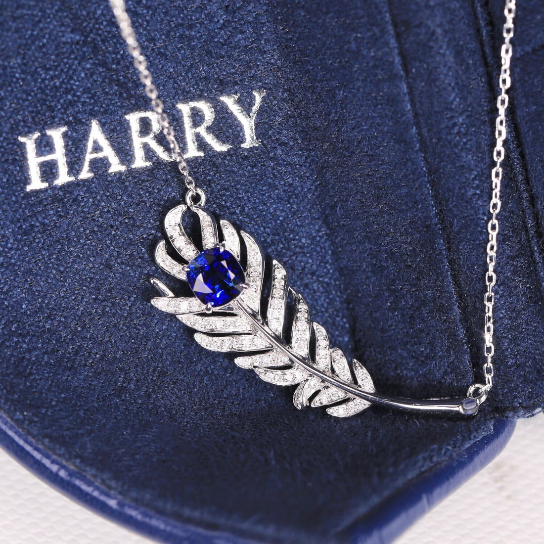 14k Gold 0.49 Ct Natural Sapphire & Diamond Necklace - 4