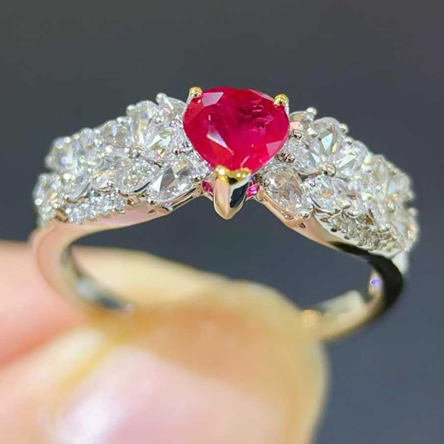 14k Gold 1.14 Ctw Natural Ruby & Diamond Ring - 5