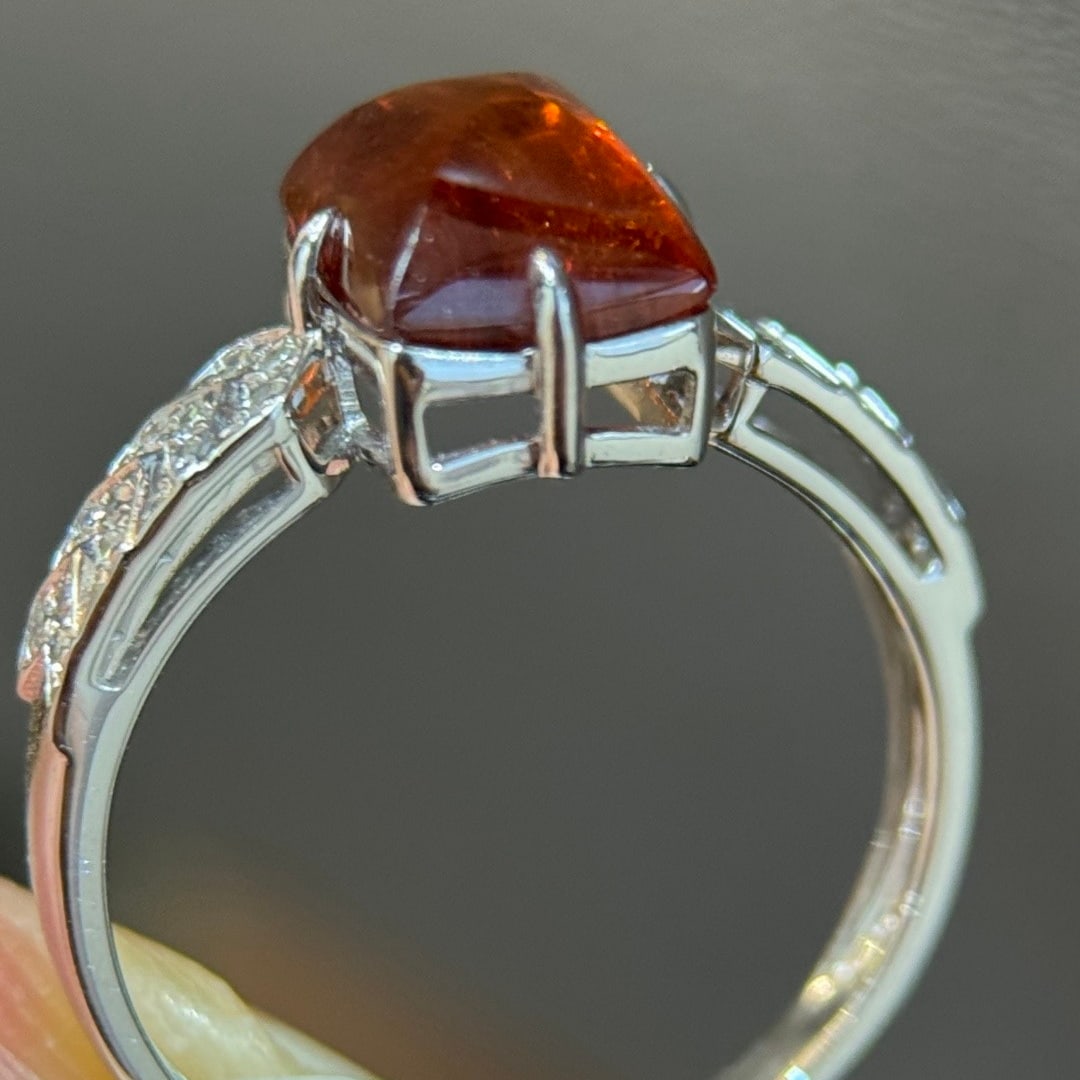 14k Gold 3.68 Ctw Natural Spessartine & Diamond Ring - 3