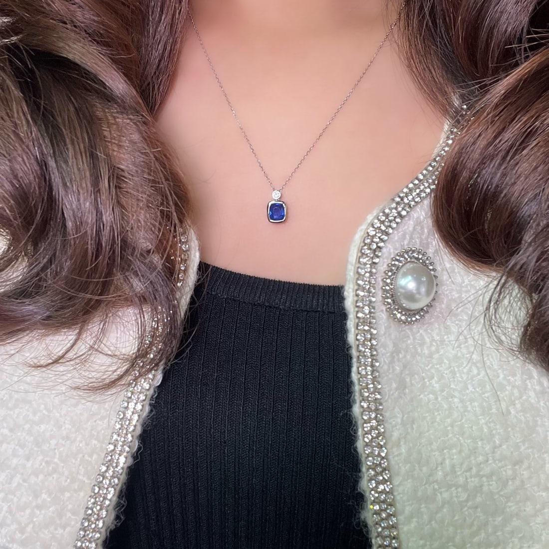 14k Gold 1.29 Ct Natural Sapphire & Diamond Necklace - 8