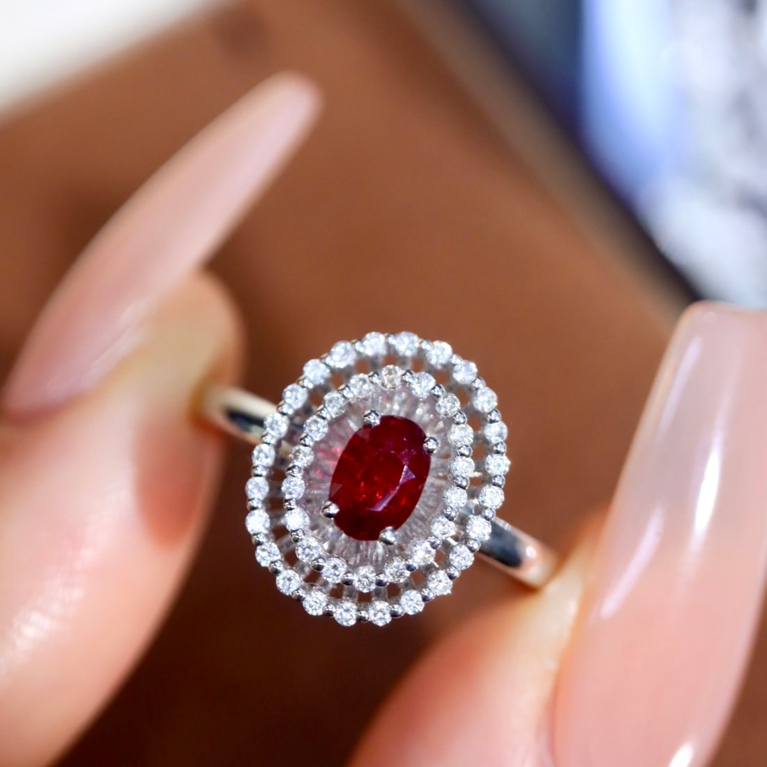 14k Gold 0.66 Ctw Vivid Red Natural Ruby & Diamond Ring - 5