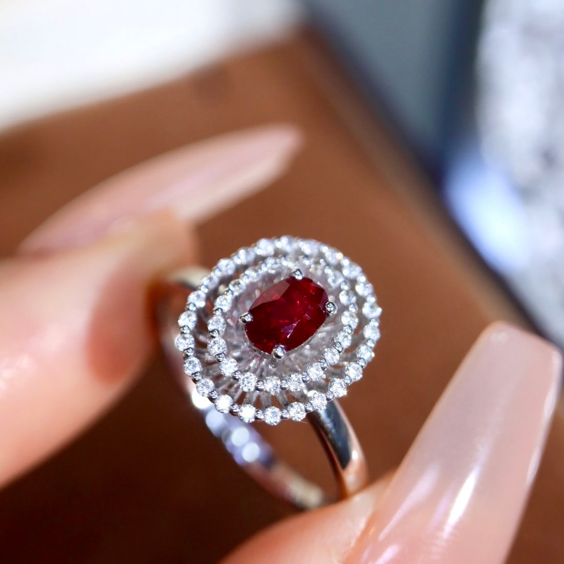 14k Gold 0.66 Ctw Vivid Red Natural Ruby & Diamond Ring - 6