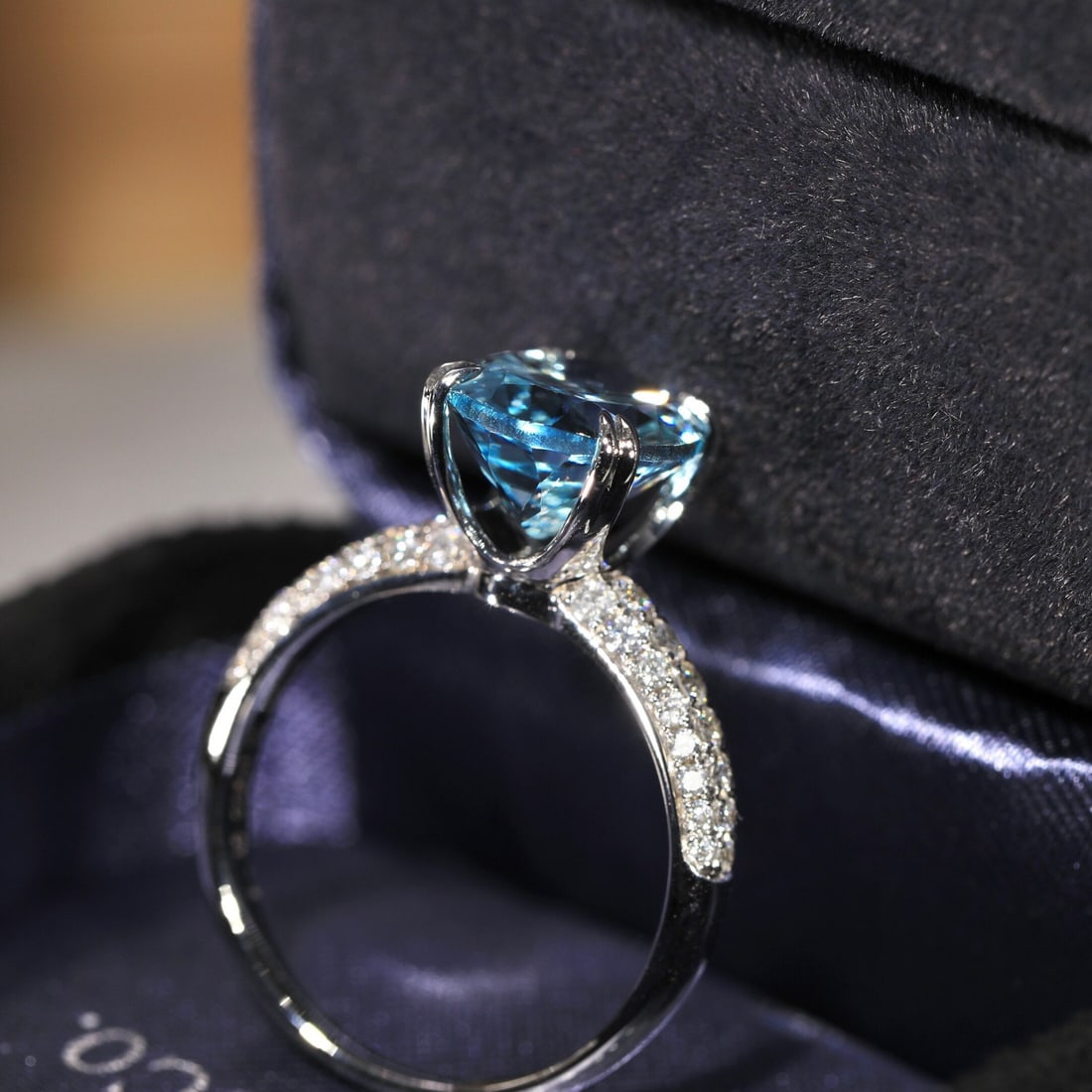 14k Gold 3.65 Ctw Natural Aquamarine & Diamond Ring - 7