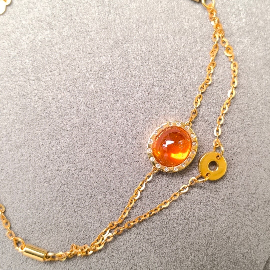 14k Gold 3.54 Ctw Natural Spessartine & Diamond Bracelet - 2