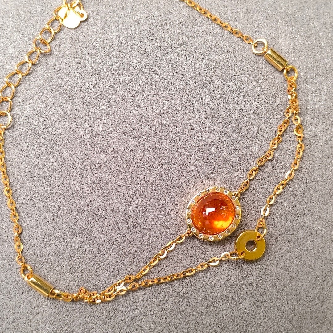 14k Gold 3.54 Ctw Natural Spessartine & Diamond Bracelet - 3