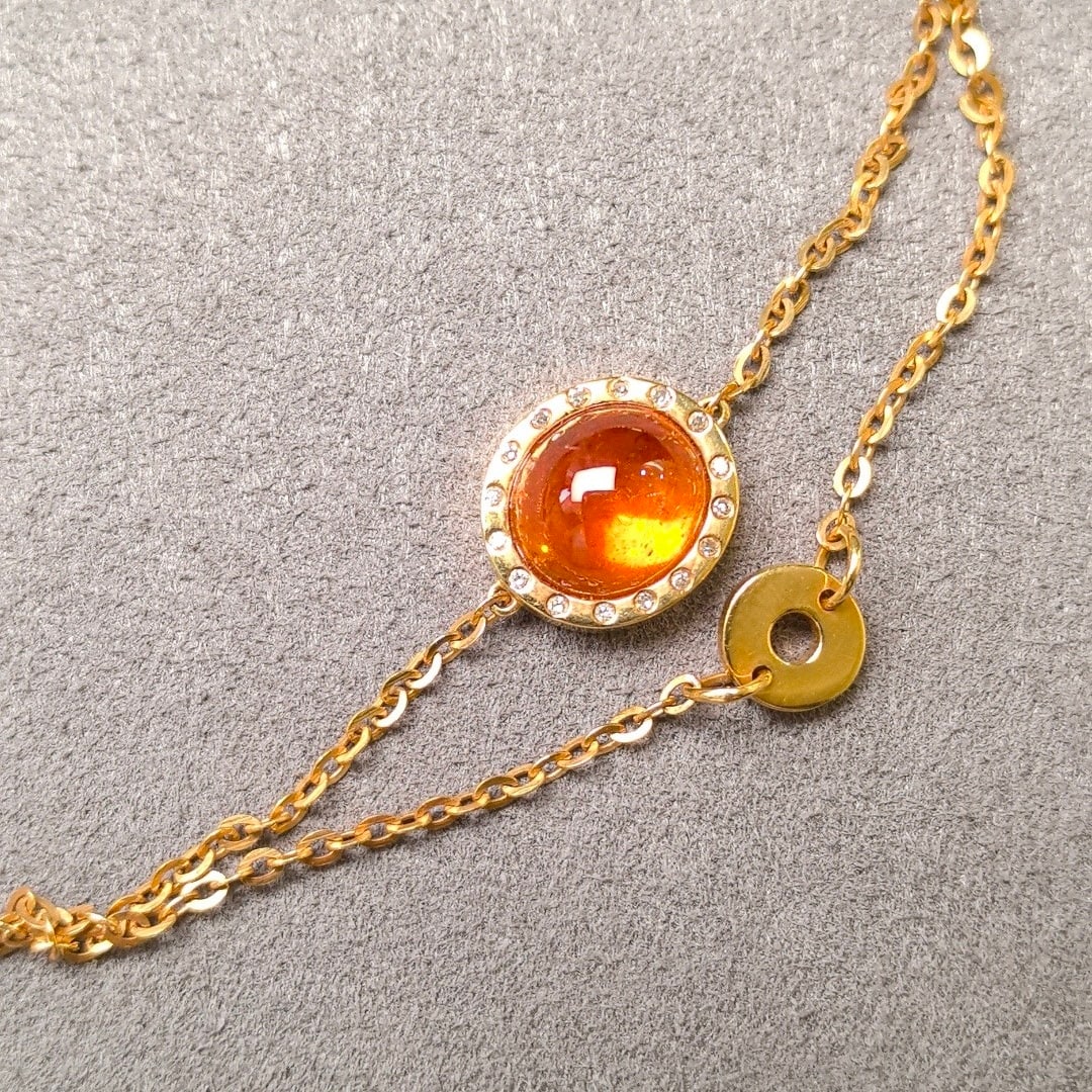 14k Gold 3.54 Ctw Natural Spessartine & Diamond Bracelet - 4