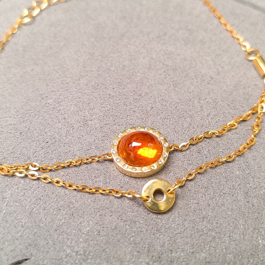 14k Gold 3.54 Ctw Natural Spessartine & Diamond Bracelet - 5