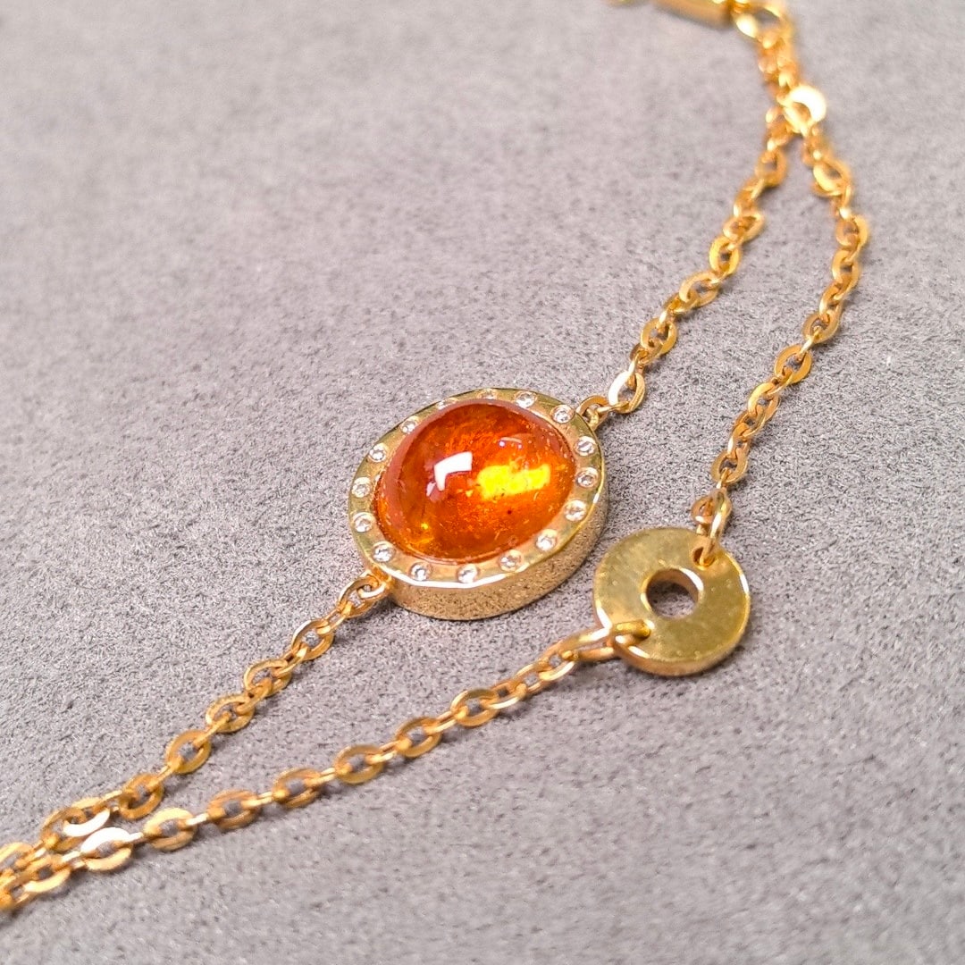 14k Gold 3.54 Ctw Natural Spessartine & Diamond Bracelet - 6