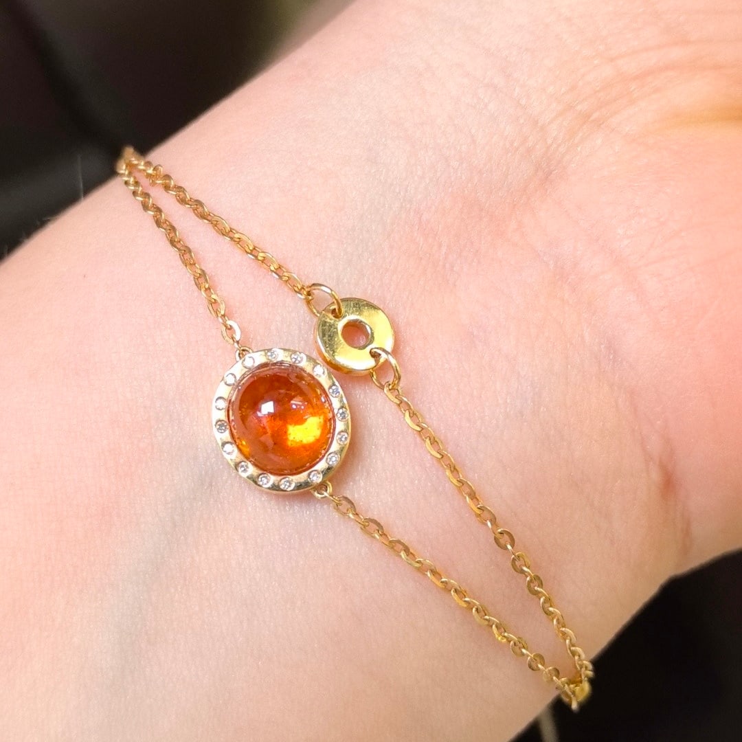 14k Gold 3.54 Ctw Natural Spessartine & Diamond Bracelet - 8