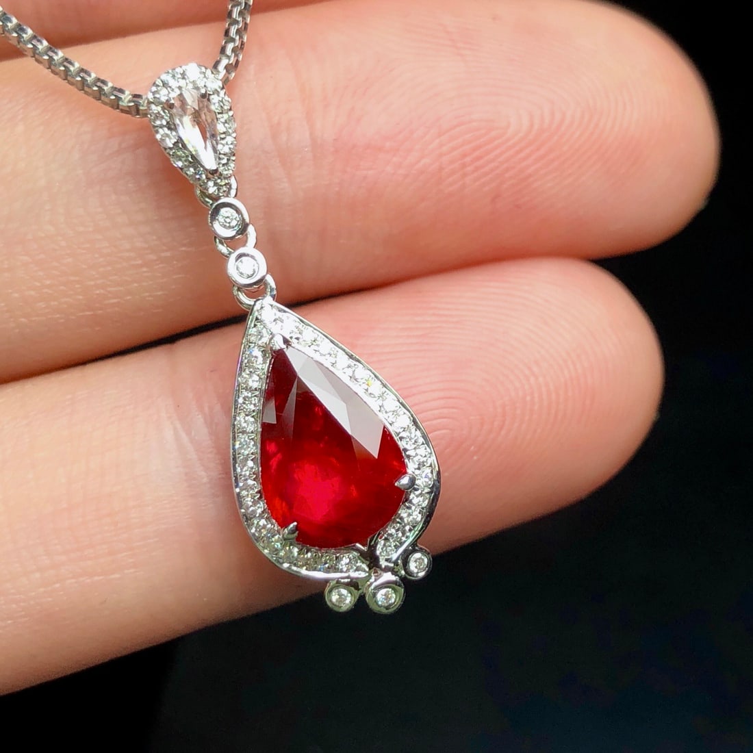 14k Gold 1.92 Ctw Natural Ruby & Diamond Pendant( Without Chain ) - 2