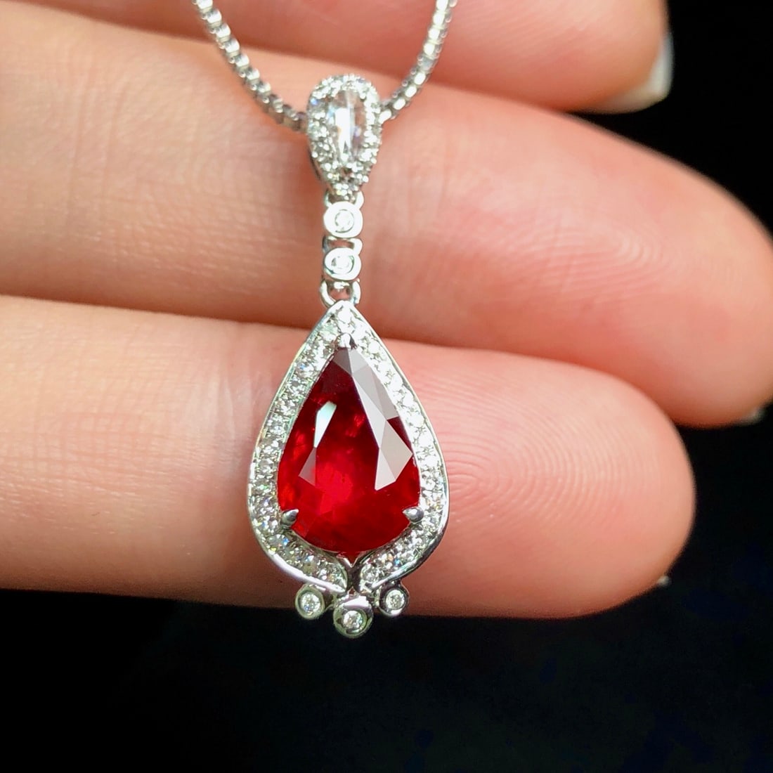 14k Gold 1.92 Ctw Natural Ruby & Diamond Pendant( Without Chain ) - 3