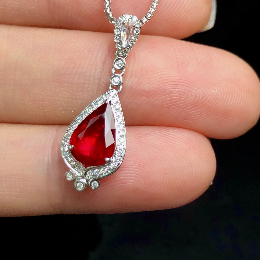 14k Gold 1.92 Ctw Natural Ruby & Diamond Pendant( Without Chain ) - 5