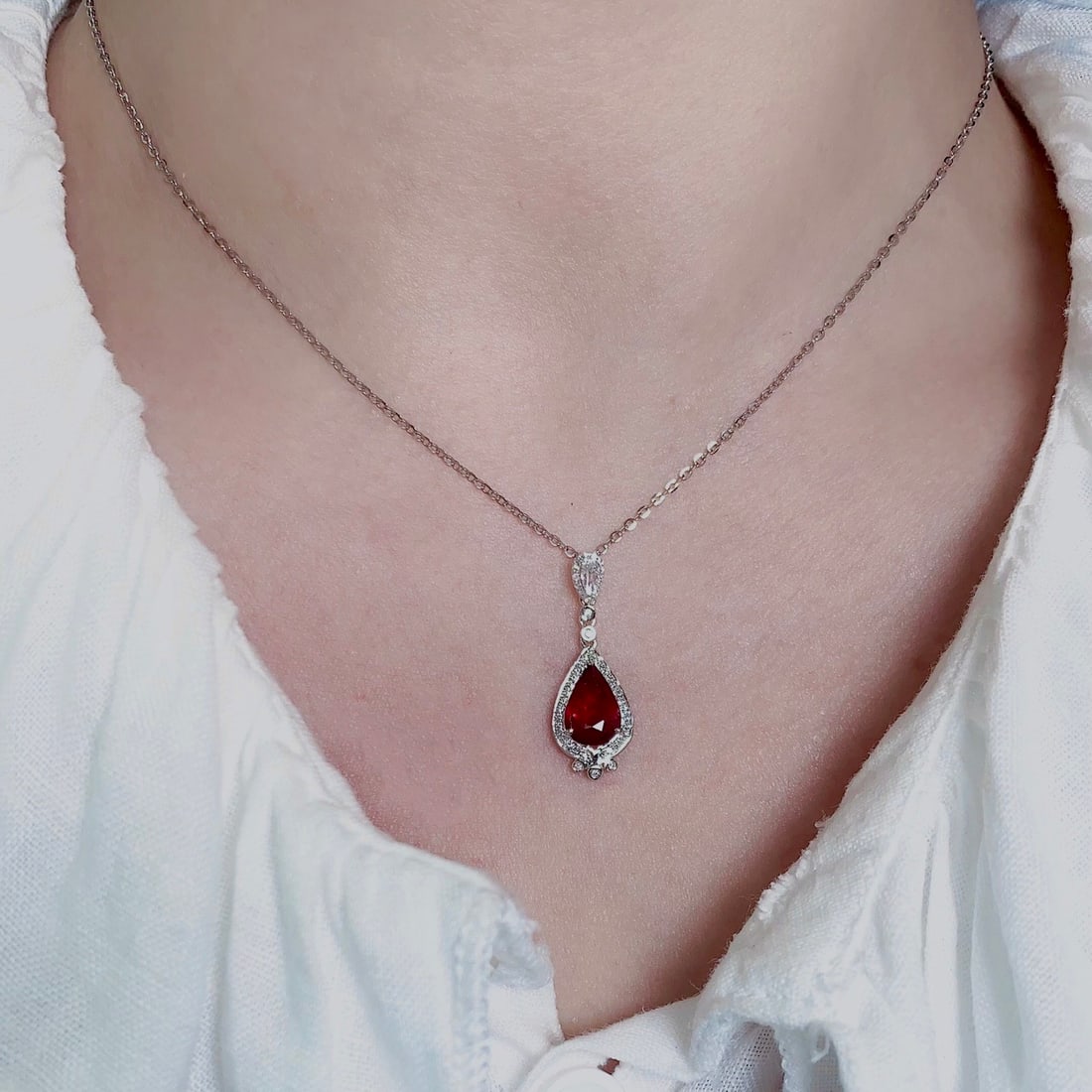 14k Gold 1.92 Ctw Natural Ruby & Diamond Pendant( Without Chain ) - 6