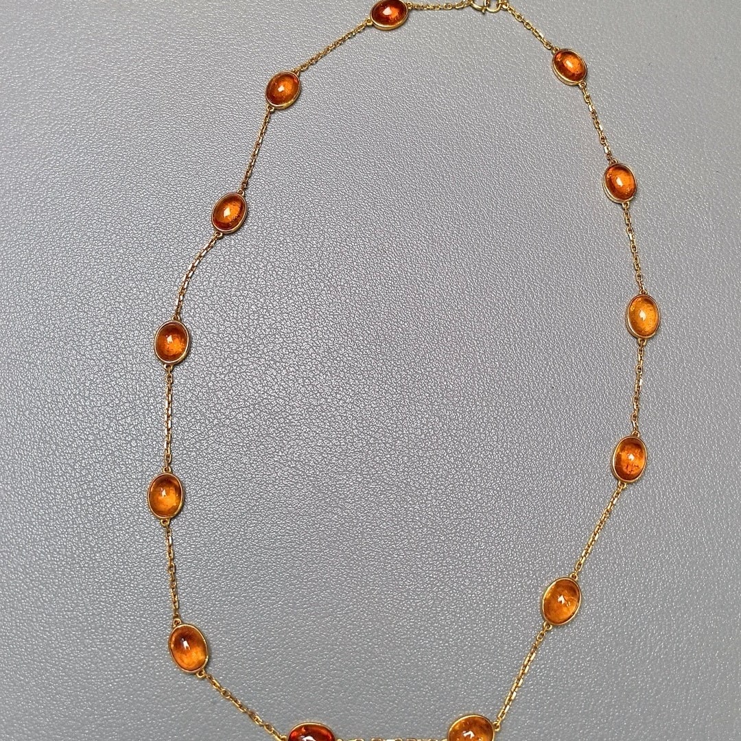 14k Gold 25.5 Ct Natural Spessartine Necklace - 2