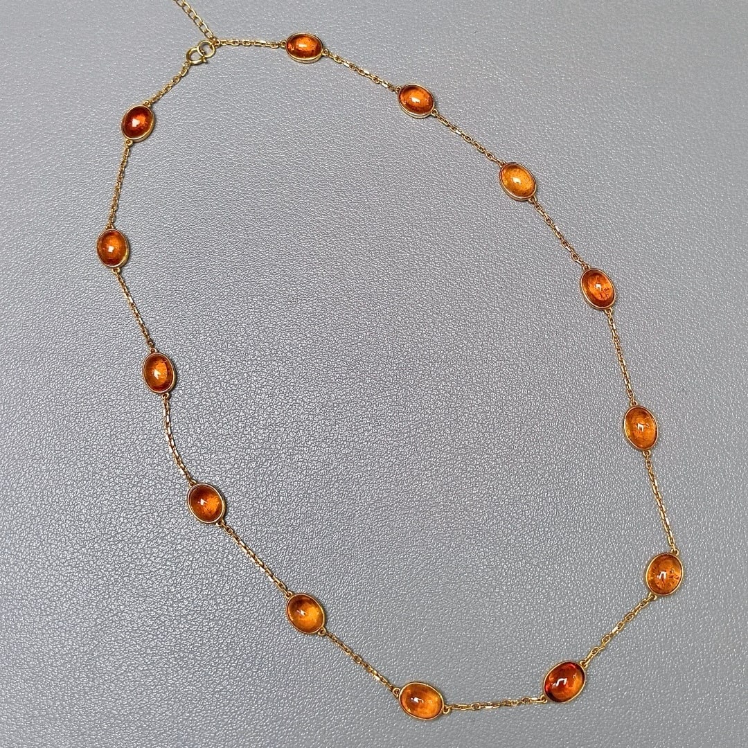 14k Gold 25.5 Ct Natural Spessartine Necklace - 3