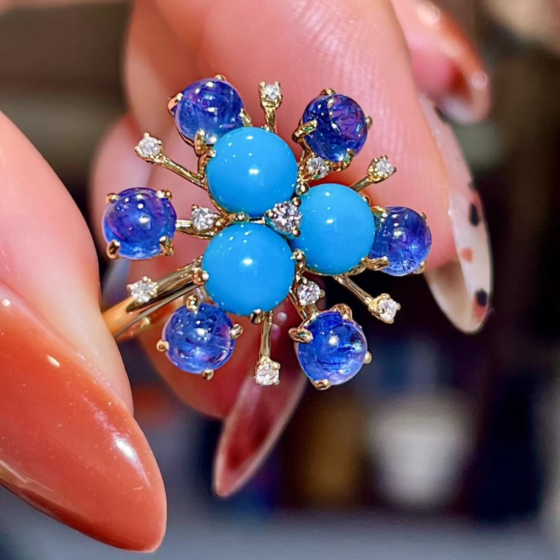 14k Gold 2.47 Ctw Natural Sapphire & Diamond Ring - 3