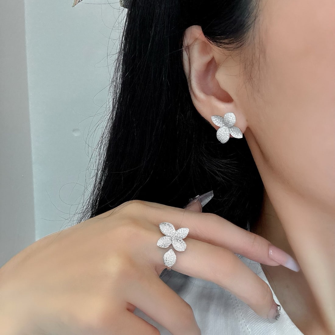 14k Gold 1.64 Ctw Natural H Diamond Jewelry Set - 5