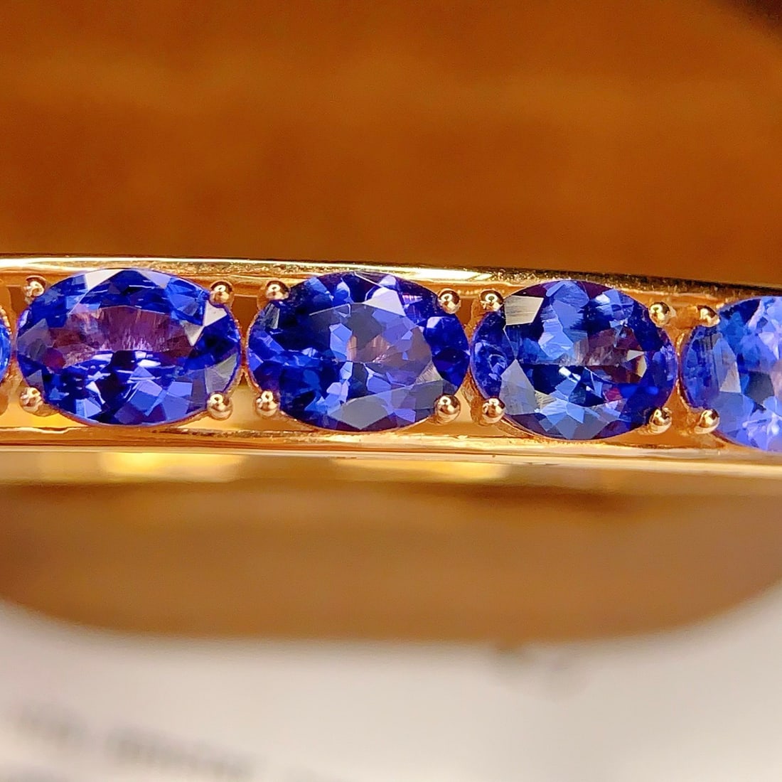 14k Gold 7.2 Ct Natural Tanzanite & Diamond Bangle - 4