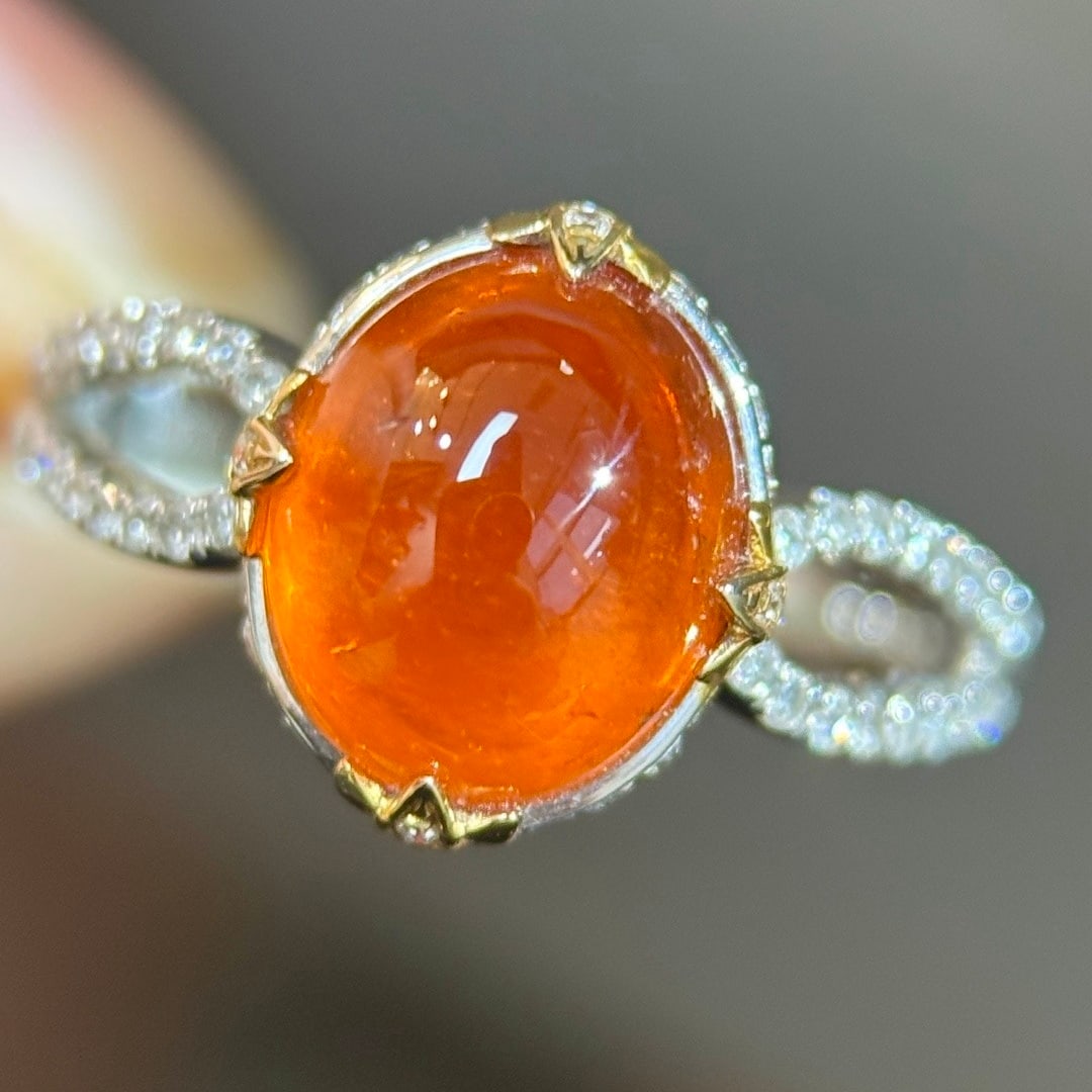 14k Gold 4.66 Ctw Natural Spessartine & Diamond Ring - 5