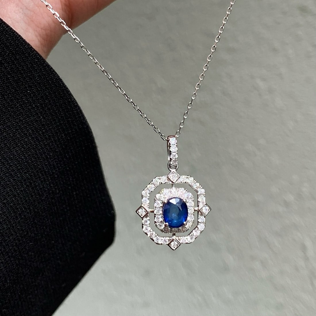 14k Gold 1.42 Ctw Natural Sapphire & Diamond Pendant( Without Chain ) - 6