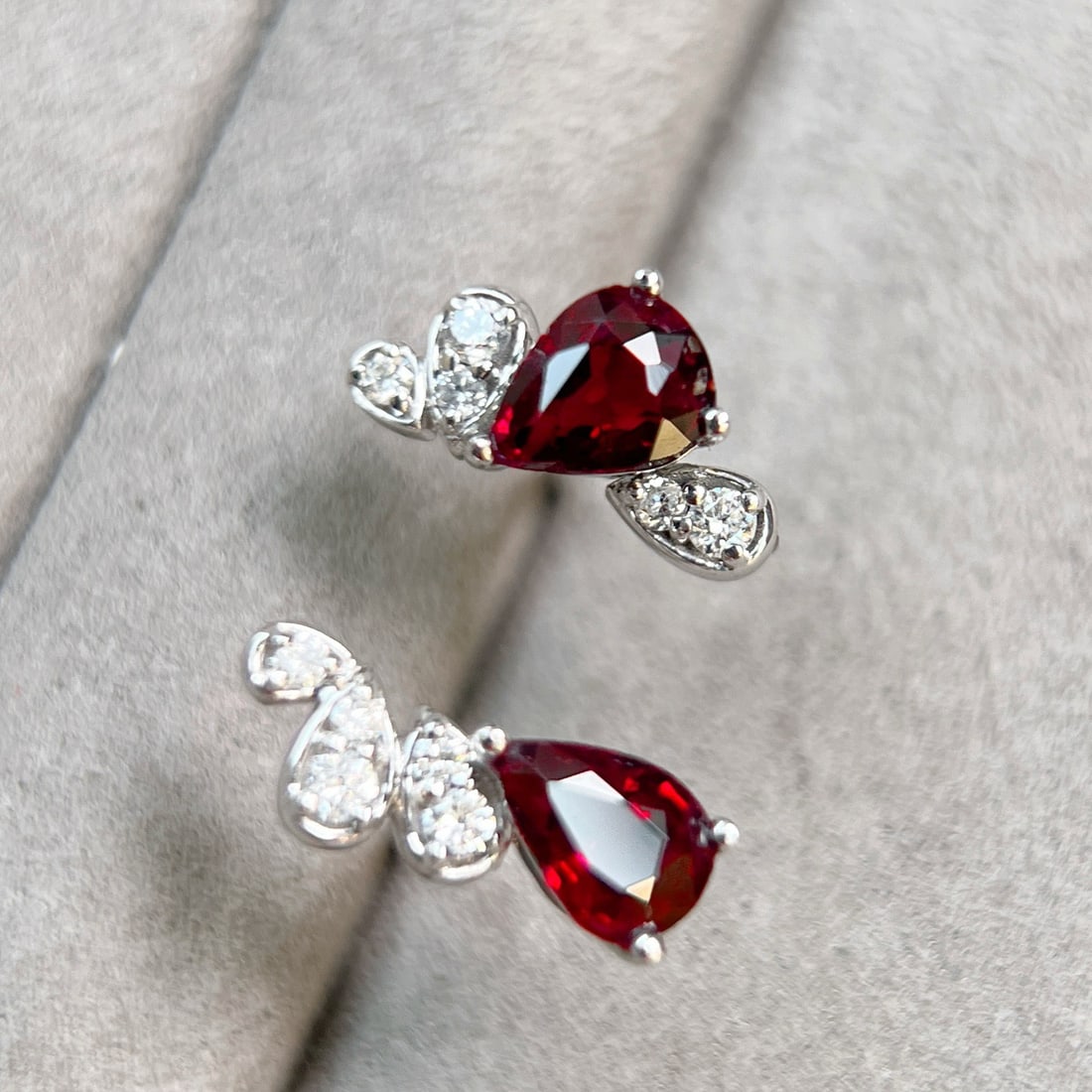 14k Gold 1.28 Ctw Natural Ruby & Diamond Earrings - 3