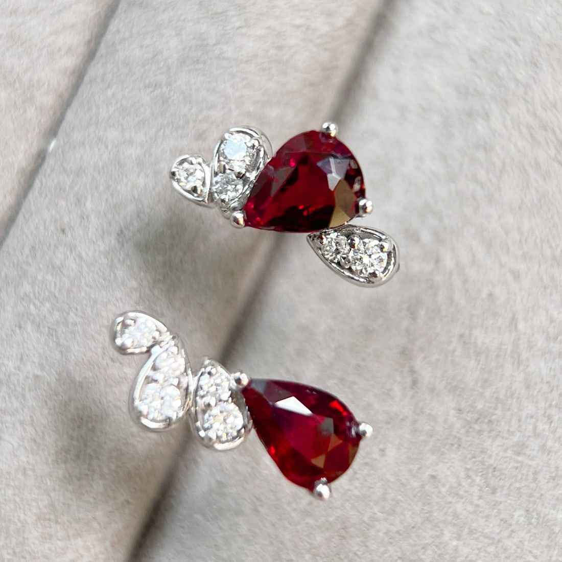 14k Gold 1.28 Ctw Natural Ruby & Diamond Earrings - 4