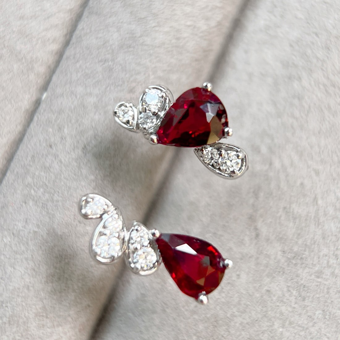 14k Gold 1.28 Ctw Natural Ruby & Diamond Earrings - 5