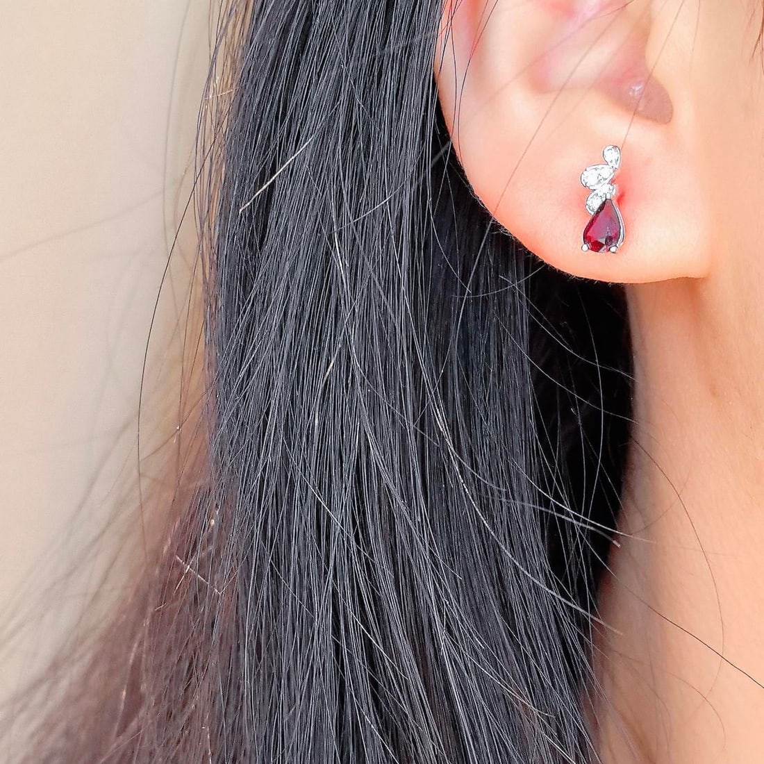 14k Gold 1.28 Ctw Natural Ruby & Diamond Earrings - 6