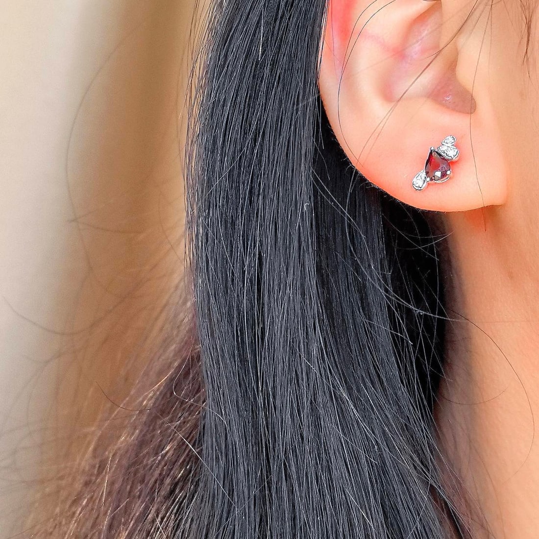 14k Gold 1.28 Ctw Natural Ruby & Diamond Earrings - 7