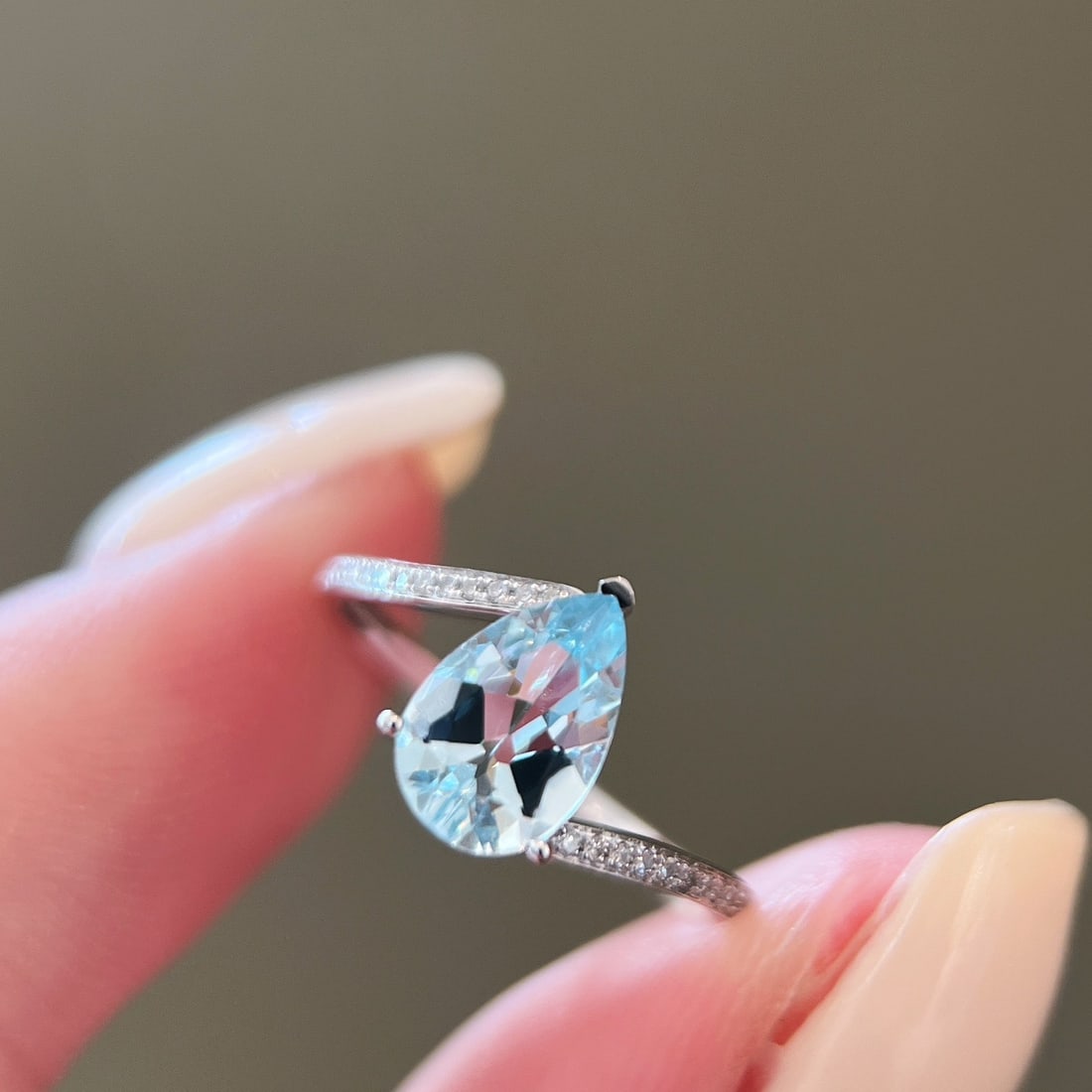 14k Gold 1 Ct Natural Aquamarine & Diamond Ring - 3