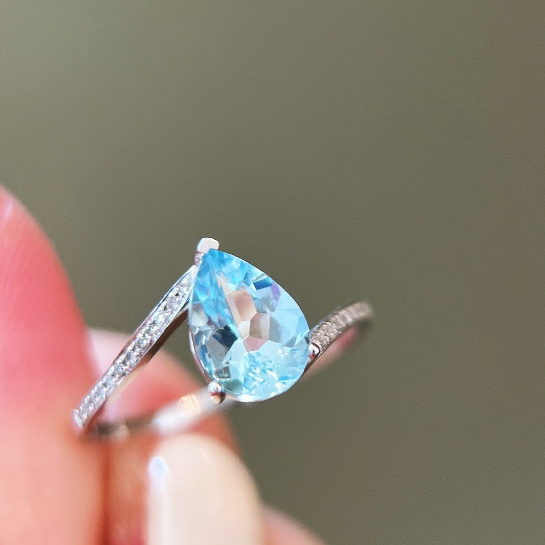 14k Gold 1 Ct Natural Aquamarine & Diamond Ring - 5