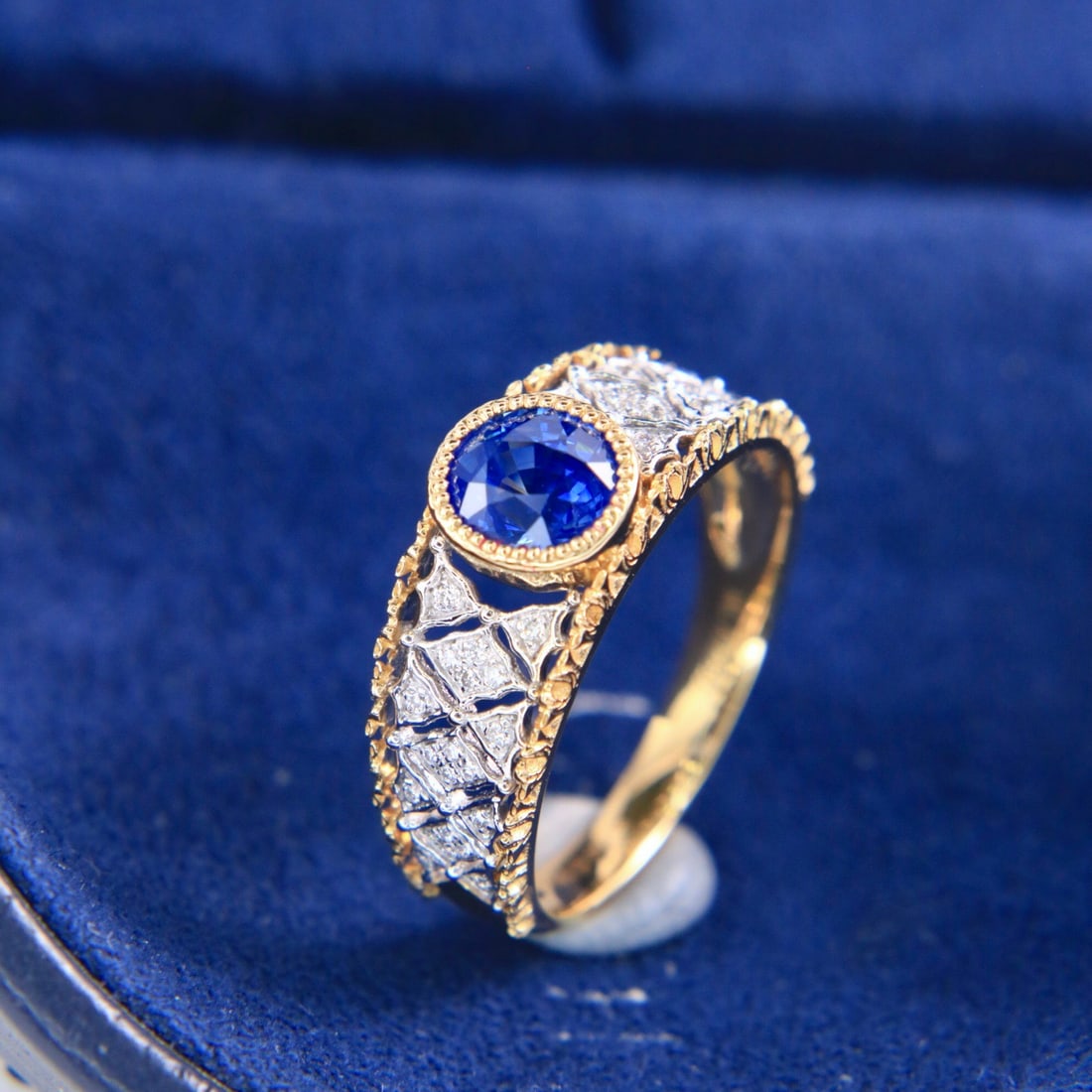 14k Gold 1.29 Ctw Natural Sapphire & Diamond Ring - 3