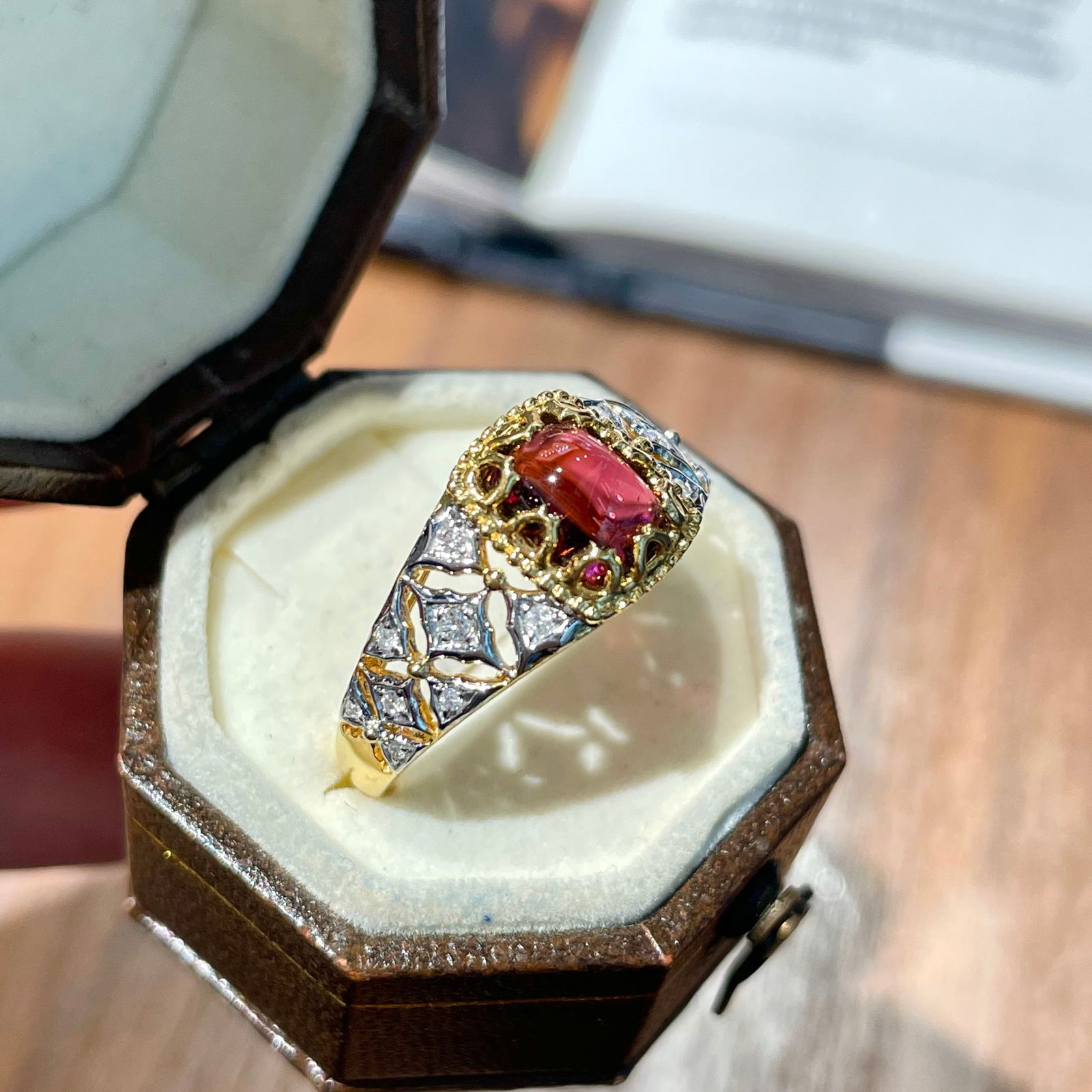 14k Gold 1.3 Ct Natural Tourmaline & Diamond Ring - 3