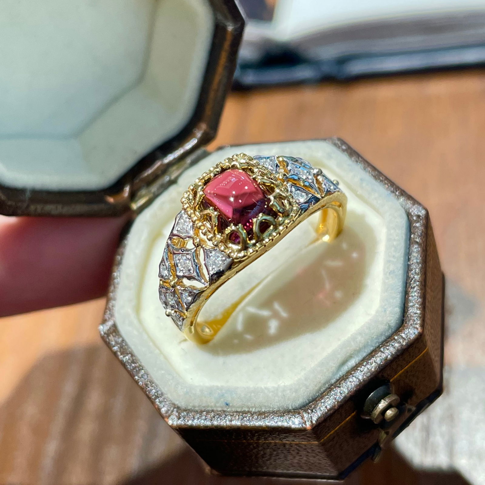 14k Gold 1.3 Ct Natural Tourmaline & Diamond Ring - 6