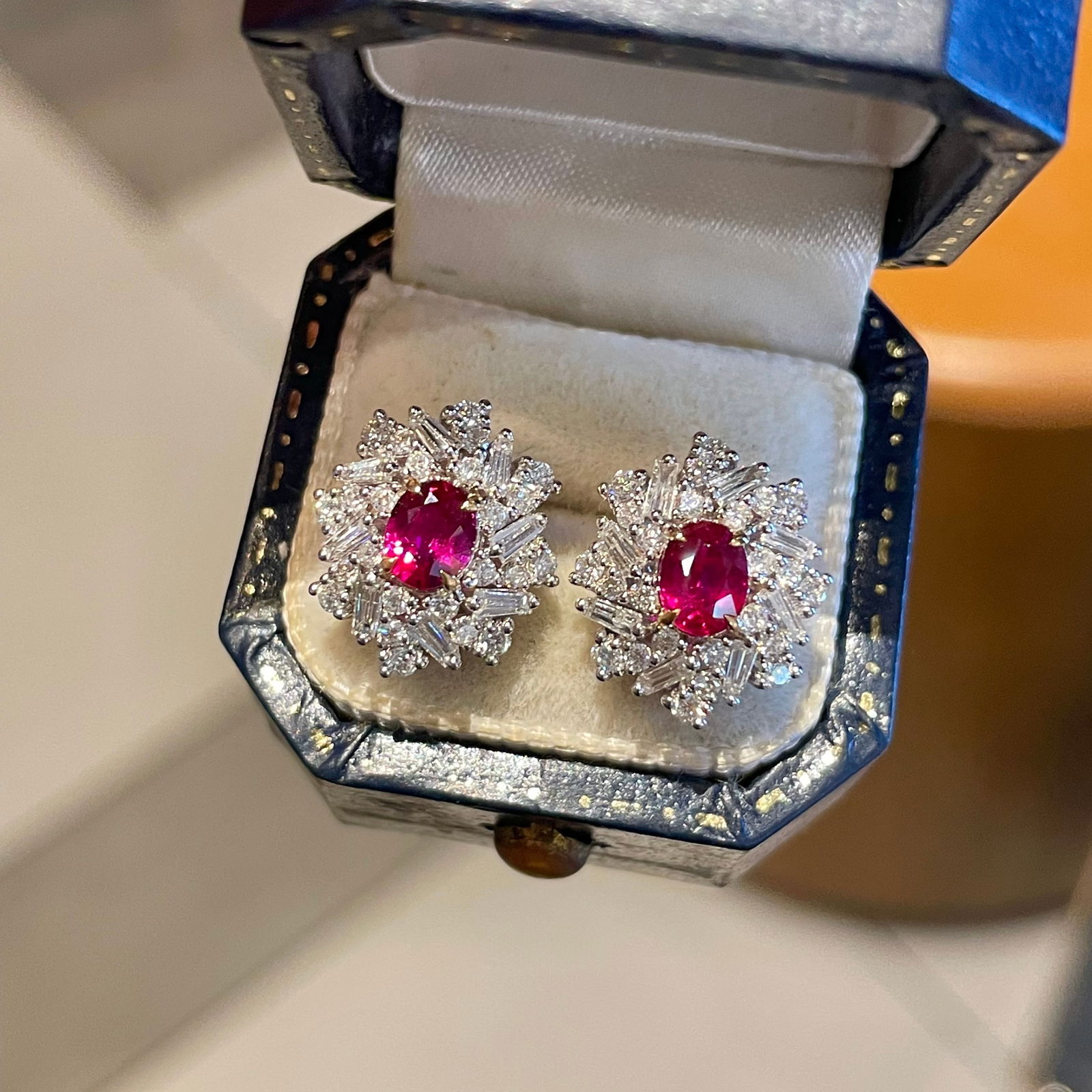 14k Gold 1.90 Ctw Natural Ruby & Diamond Earrings - 2