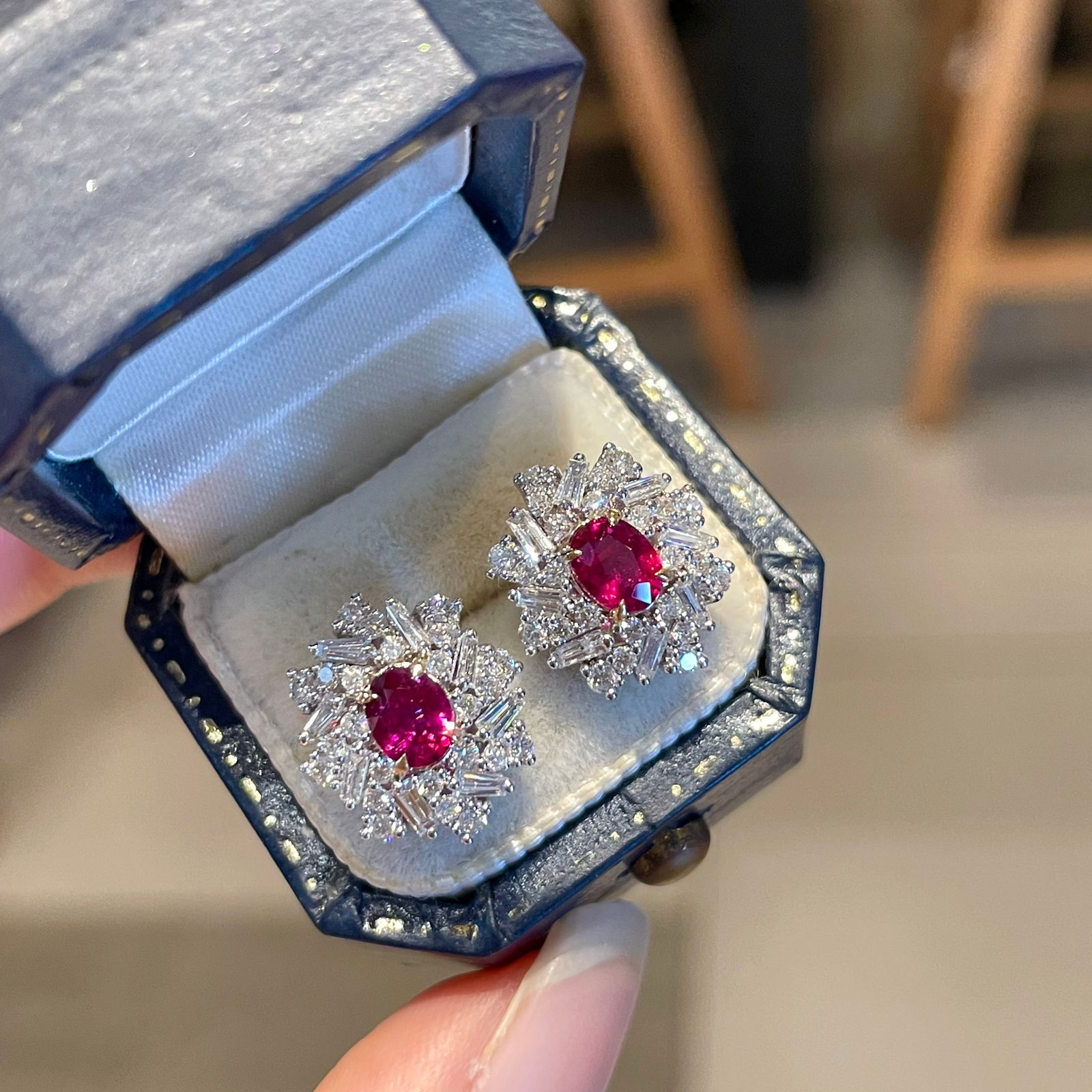 14k Gold 1.90 Ctw Natural Ruby & Diamond Earrings - 7