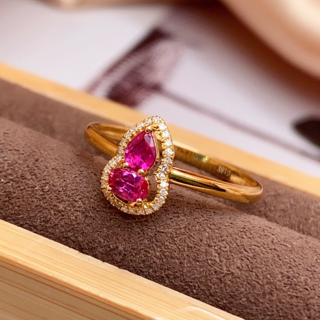 14k Gold 0.75 Ct Natural Ruby & Diamond Ring - 3