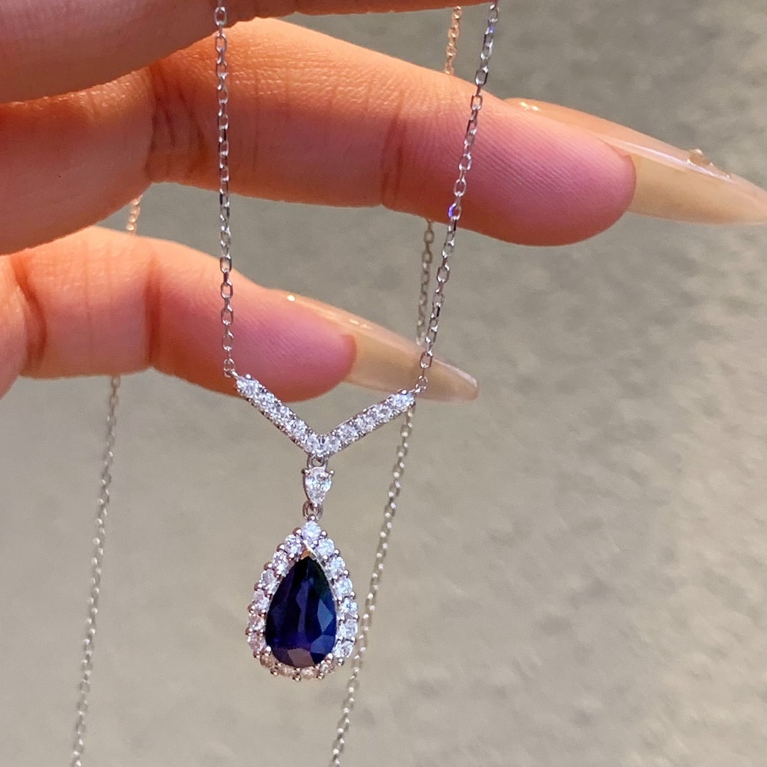 14k Gold 1.80 Ctw Natural Sapphire & Diamond Necklace - 5