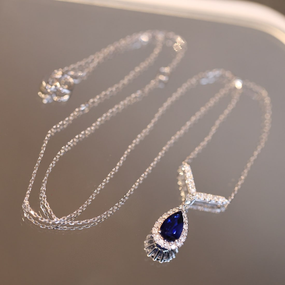 14k Gold 1.80 Ctw Natural Sapphire & Diamond Necklace - 7