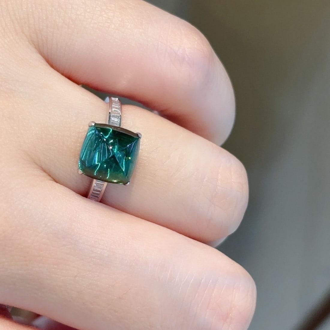 14k Gold 4.75 Ct Natural Tourmaline & Diamond Ring - 6