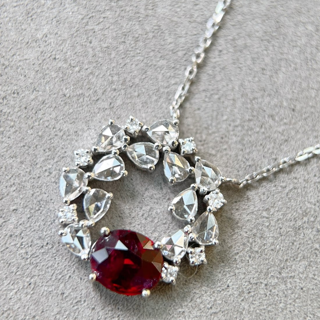 14k Gold 1.41 Ctw Natural Ruby & Diamond Necklace - 2