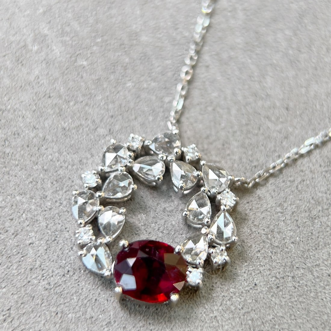 14k Gold 1.41 Ctw Natural Ruby & Diamond Necklace - 3