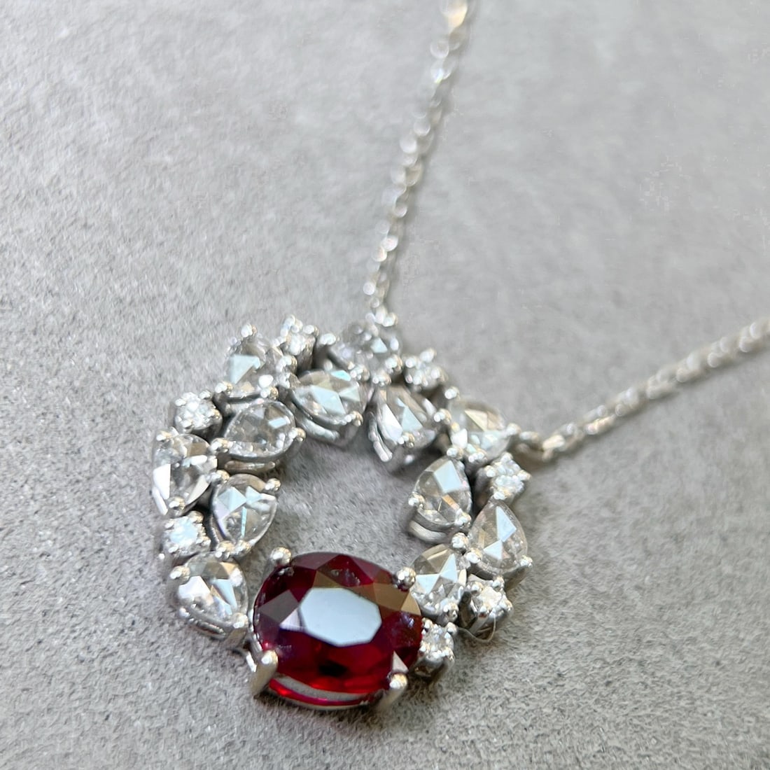 14k Gold 1.41 Ctw Natural Ruby & Diamond Necklace - 5