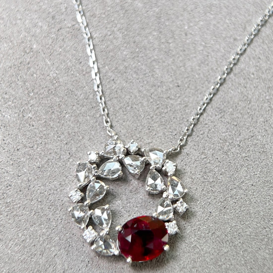 14k Gold 1.41 Ctw Natural Ruby & Diamond Necklace - 7