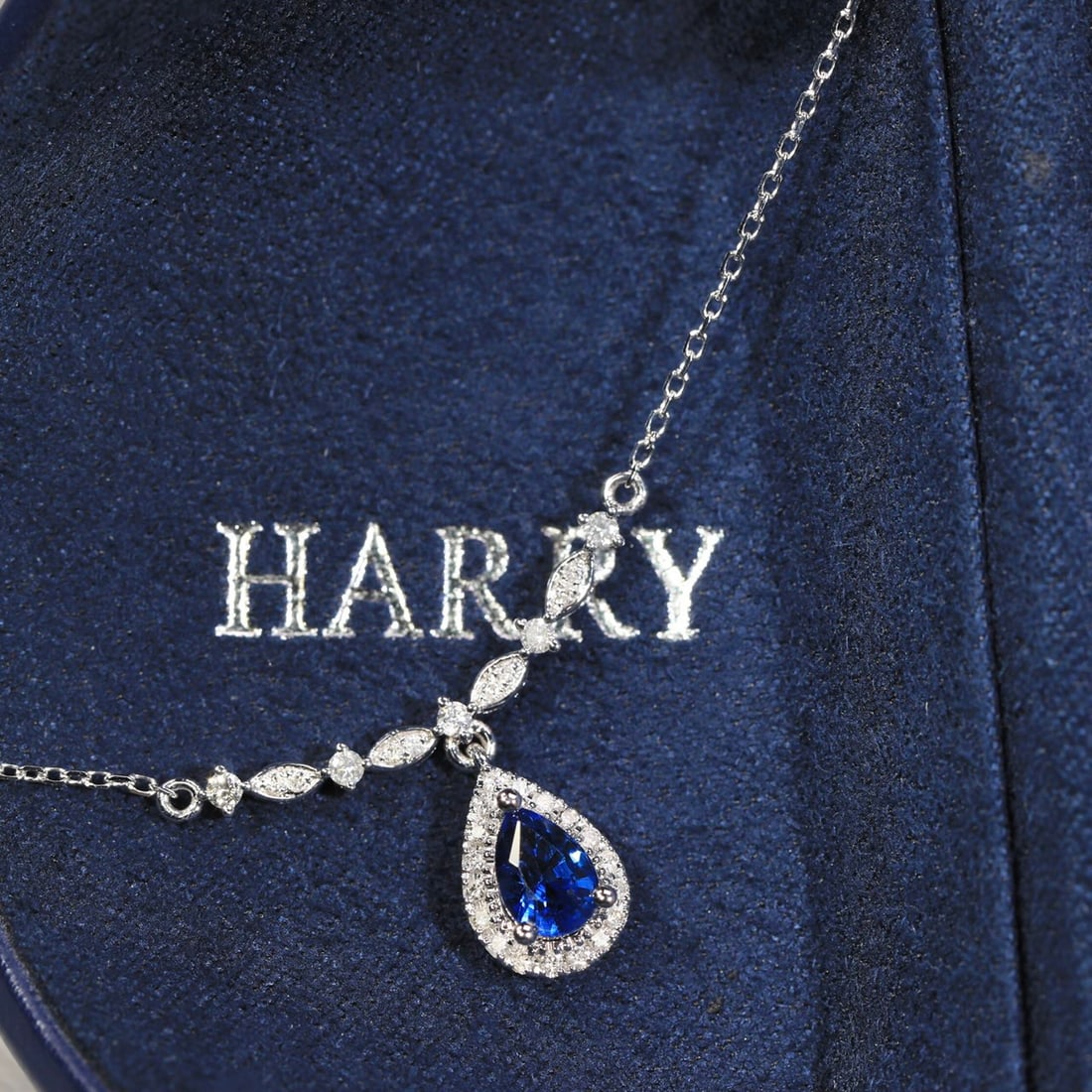 14k Gold 0.67 Ct Natural Sapphire & Diamond Necklace - 2